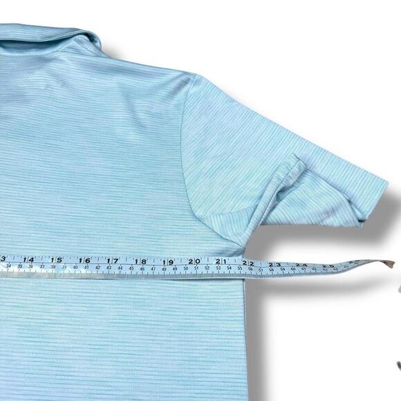 Callaway Polo Shirt Mens Medium Heather Micro Stripes Light Blue Golf Soft Polo - Picture 9 of 9